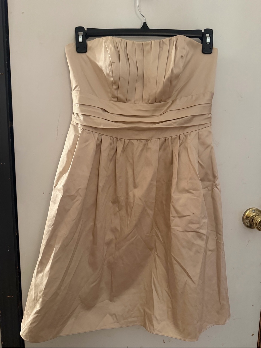 David's Bridal Beige Sleeveless Strapless Dress Size 10